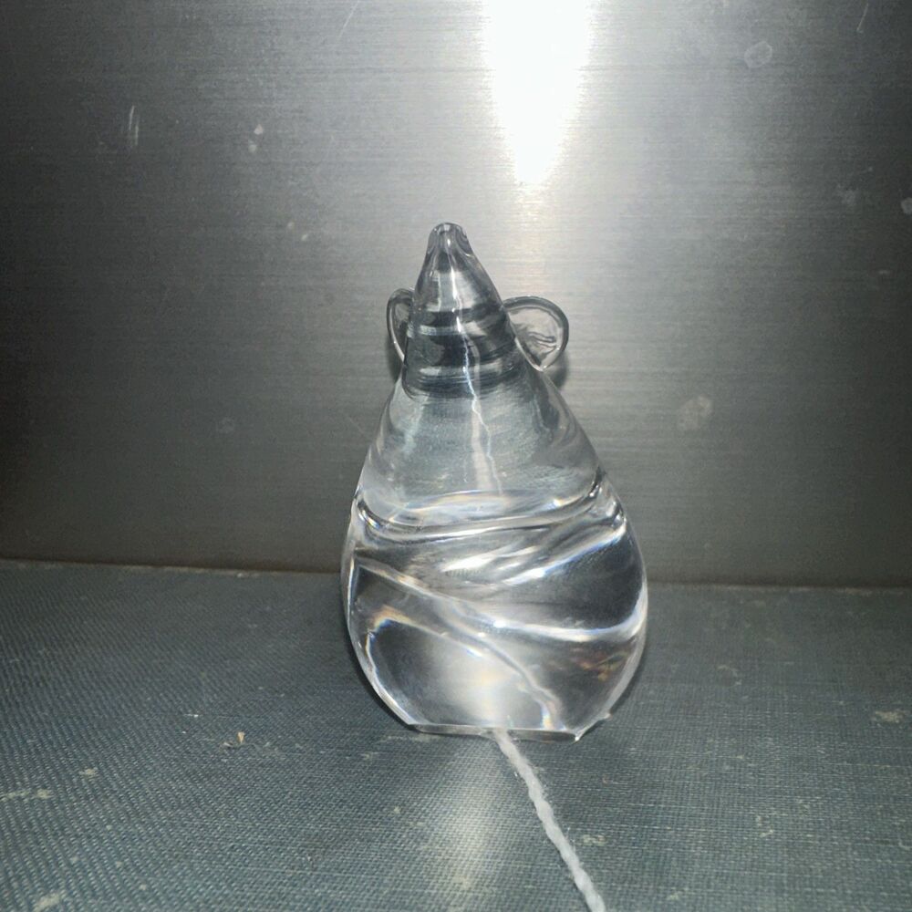 Vintage Scandinavian Art Glass Crystal Mouse Paperweight Unsigned MCM 2.5”